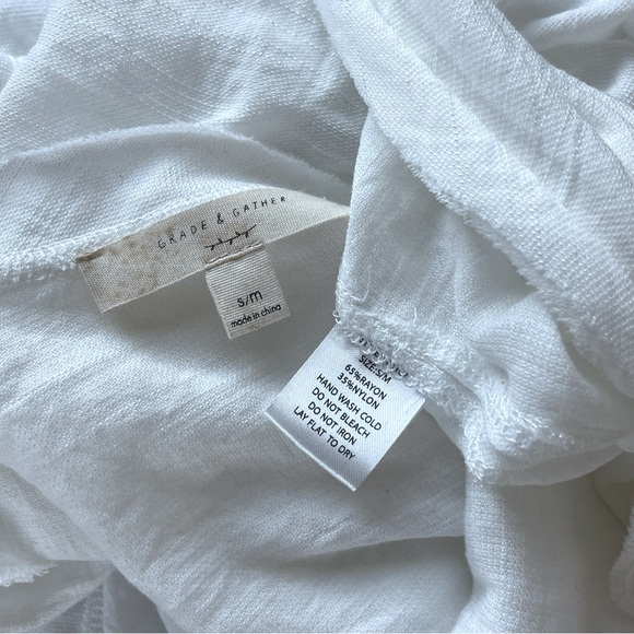 Grade & Gather white duster / long kimono / open front cardigan, high side slits - Picture 5 of 5